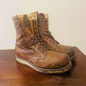 Carolina Boots Men’s Brown Leather Amp Hi 8” Wedge Work Boots - Size 10